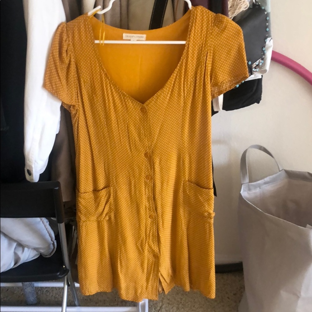 spotted yellow dress